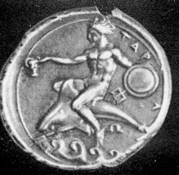 Монета из Тараса, около 344 г. до н. э. (Британский музей).